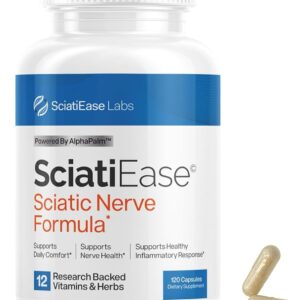 Sciatic Nerve Support Supplement 120 Capsules– Advanced Nerve Health Formula with AlphaPalm, Pea, Vitamin B Complex & 300mg Alpha Lipoic Acid – Promotes Nerve Health & Vitality(Pack of 1)