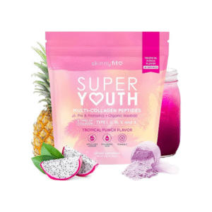 SkinnyFit - Super Youth, Tropical Punch (30 Servings) - Multi Collagen Peptides Powder - Probiotics, Fiber, Hyaluronic Acid - Collagen for Women - Non GMO, Gluten Free, Sugar Free - Beauty & Self Care
