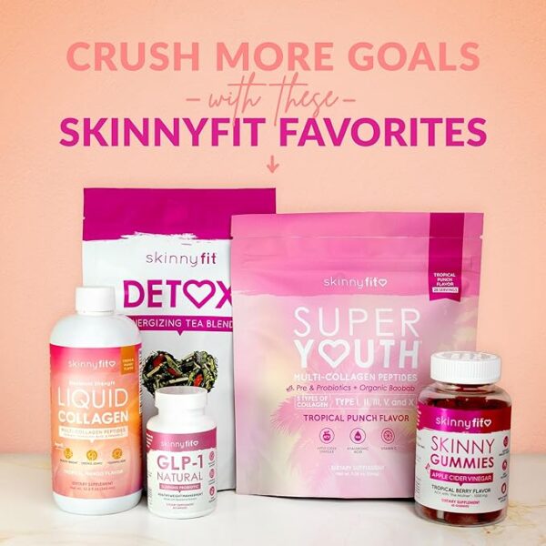SkinnyFit - Super Youth, Tropical Punch (30 Servings) - Multi Collagen Peptides Powder - Probiotics, Fiber, Hyaluronic Acid - Collagen for Women - Non GMO, Gluten Free, Sugar Free - Beauty & Self Care - Image 6
