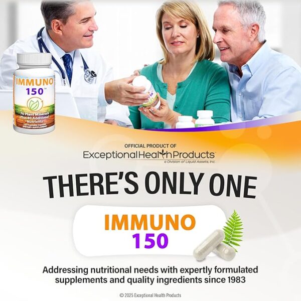 Immuno150 Immune Support Supplement, 150 Vegetable Capsules - Immunity Boost Packed with 70 Trace Minerals, 13 Essential Vitamins, Antioxidants, Herbs & Amino Acids - Immune System Booster for Adults - Image 6